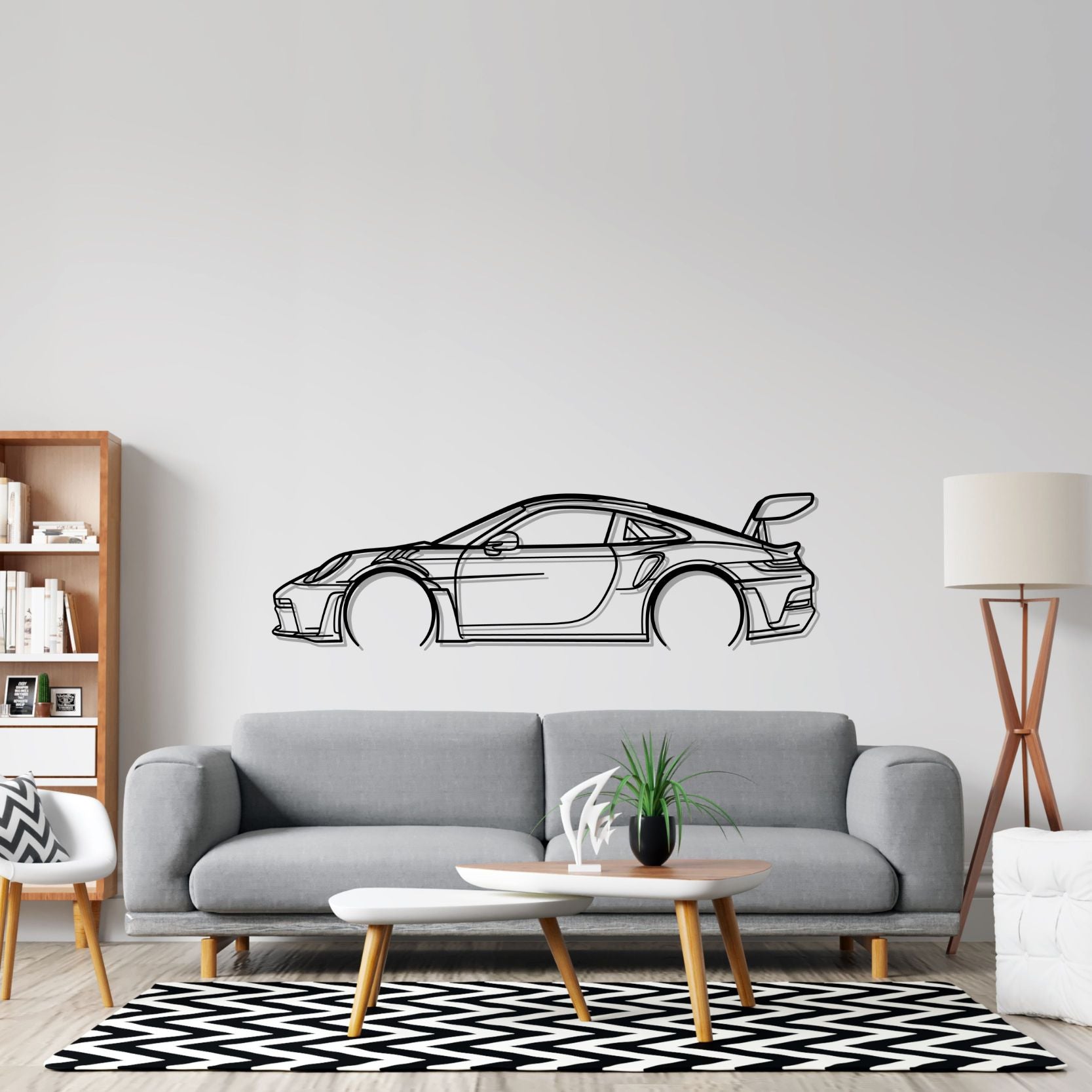 Silhouette Détaillée - 911 GT3 RS 992 en Art Mural Métallique